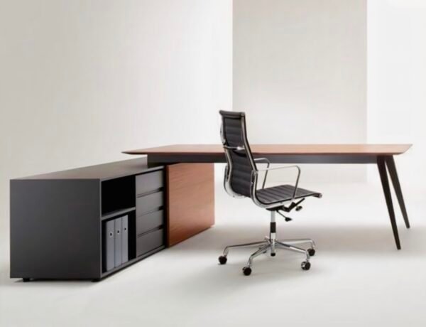 Jet-Line San Paulo Left Corner Office Furniture 2 m Wood Look Dark Brown Office Equipment