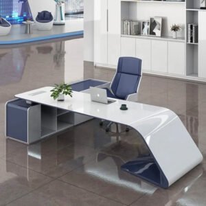 Modern Boss Office Desk and Chair Portfolio Manager Desk Side Cabinet Desk Office Furniture