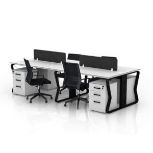 Modern Design Workstations Desk With Cabinet 4 Person Work Station Office Furniture