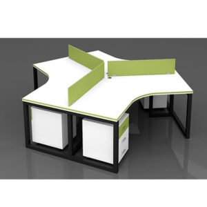 Modern X Shape Modular Cubicles Desk 4 Person Seat Office Workstation