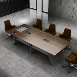 Shaped Meeting Table, Industrial Grey Seminar Table for Office