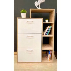 Shoe Cabinet, 100 cm, White  Wood