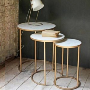 Solid Marble Circular Nested Coffee Table